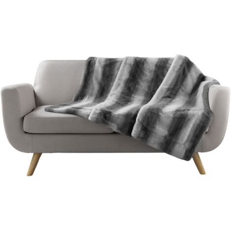 Plaid a poils doux 125 x 150 cm Cougare anthracite
