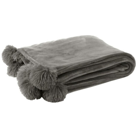 Plaid à Pompons "Blanket" 130x170cm Gris