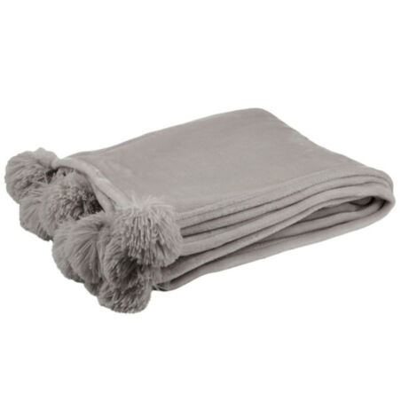 Plaid à Pompons "Blanket" 130x170cm Taupe Clair