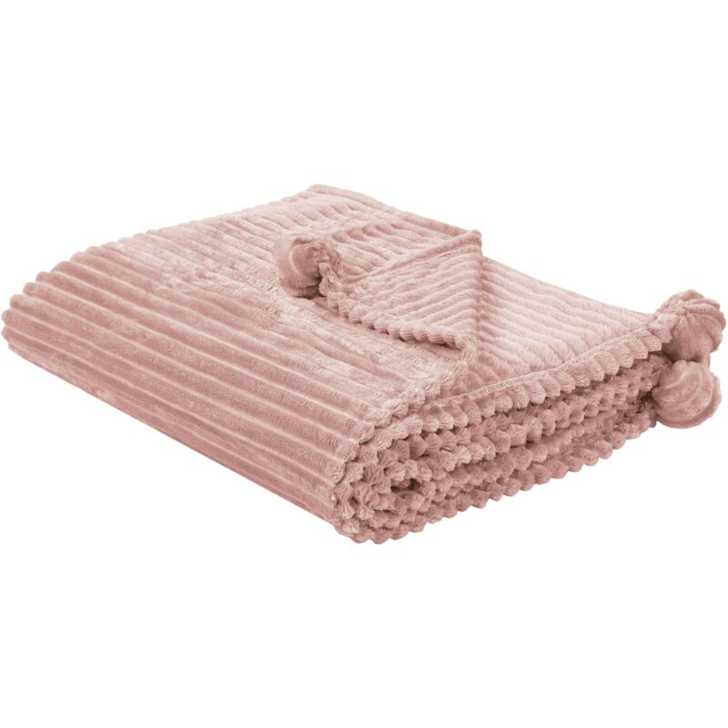 Beliani - Plaid Douillet Décoratif Couvre Lit Rose 150x200 cm Idéal pour Habiller Fauteuil ou Canapé et pour Tout Intérieur Moderne et Scandinave