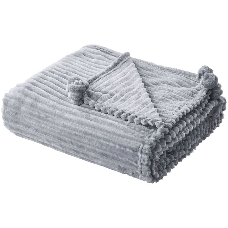 Beliani - Plaid Douillet Décoratif Couvre Lit Gris 150x200 cm Idéal pour Habiller Fauteuil ou Canapé et pour Tout Intérieur Moderne et Scandinave