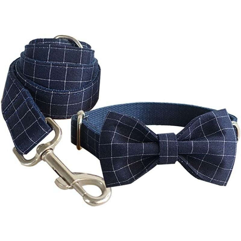 Plaid Bleu Collier pour Chat Chien avec Nœud Papillon - Collier avec Nœud Papillon Animaux de Compagnie Dog Ties Cravates Ajustable pour Fête Mariage