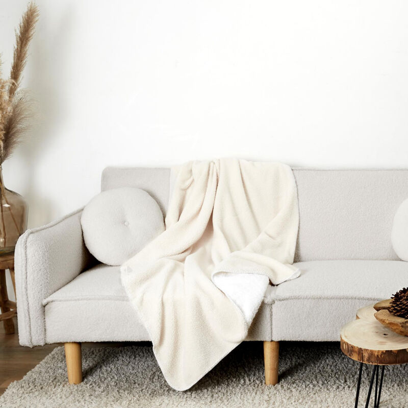 Linnea - Plaid boucle sherpa collection fanny 120x150 cm beige crème