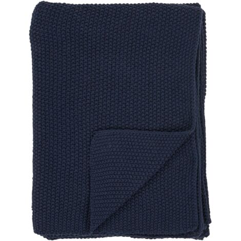Plaid canapé bleu marine - maille de coton recyclé FALLON