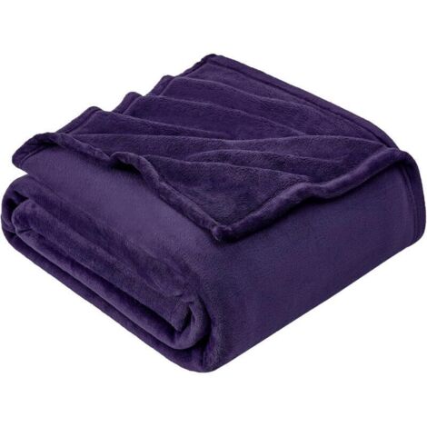 Plaid Canape Couverture Polaire Violet 150x200, Couvre Lit 2 Personnes, Plaid Canapé Flanelle Doux et Chaud