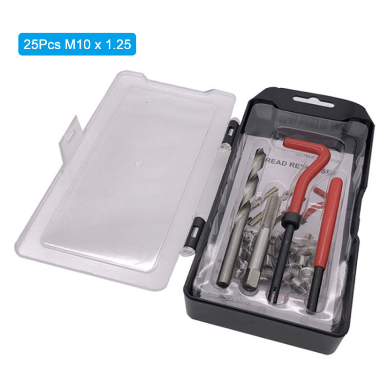 Kit de réparation de filetages endommagés M-10 x 1,25, 25 pièces, compatible Helicoil, filetages 10 mm