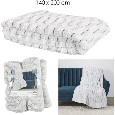 PLAID CARREAUX IMITATION FOURRURE XXL 140X200CM M6