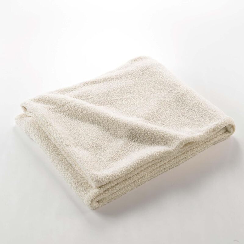 Douceur D'intérieur - Plaid 180 x 220 cm bouclette unie wooly Naturel