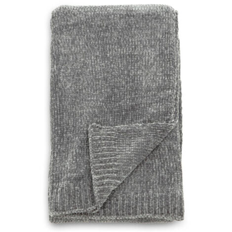 Plaid Chenille "Ally" 130x170cm Gris Foncé