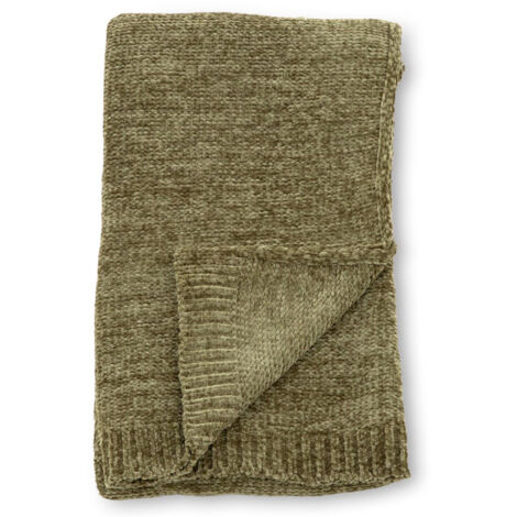 Plaid Chenille "Ally" 130x170cm Vert Mousse