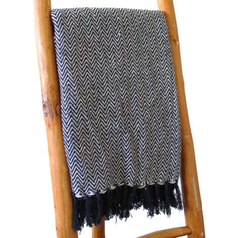 Plaid Confort Boho - 125x150cm - Zigzag Marine- Vendu par 1