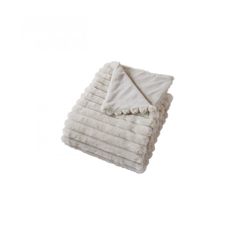 Plaid côtelé beige effet fourrure Matisse 180x220cm - 180x220cm - Beige