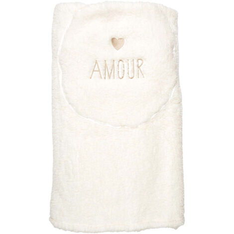 Plaid Coussin 2-en-1 "Amour" en Sherpa Coloris Crème