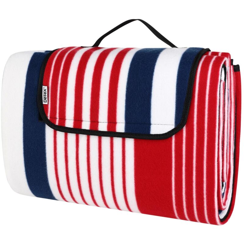Couverture de pique-nique pliable avec poignée Pratique plaid Imperméable Thermo-isolant Couleur au choix 200x200cm. Bleu/Rouge - Detex