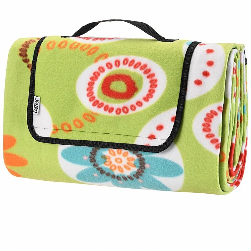 Couverture de pique-nique pliable avec poignée Pratique plaid Imperméable Thermo-isolant Couleur au choix 200 x 200 cm. Fleurs - Detex