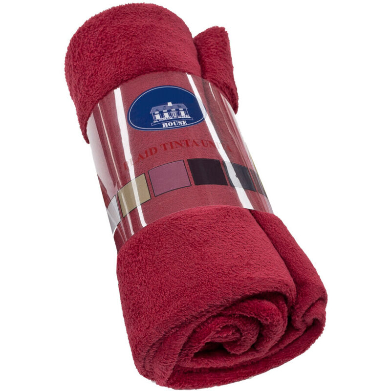 Emmevi Mv S.p.a. - Plaid Couverture Doux Velouté Pile Chaud Duveteux Enveloppant Sofa Lit Fauteuil Bordeaux - 130x160 cm