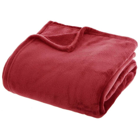 Plaid couverture en flanelle coloris Rouge - Longueur 230 x largeur 180