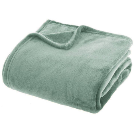 Plaid couverture en flanelle coloris Vert- Longueur 230 x largeur 180