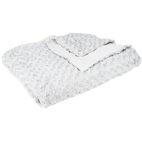 Plaid, couverture en polyester coloris gris clair - longueur 230 x Profondeur 180 x Hauteur 2 cm