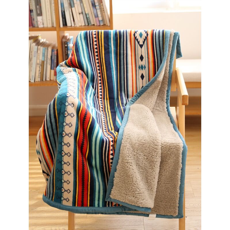 Plaid Couverture Polaire 130x150cm, Couverture en Flanelle Epaisse Douce et Confortable, Couvertures et Plaids Bleus Réversibles, Jeté de Canapé