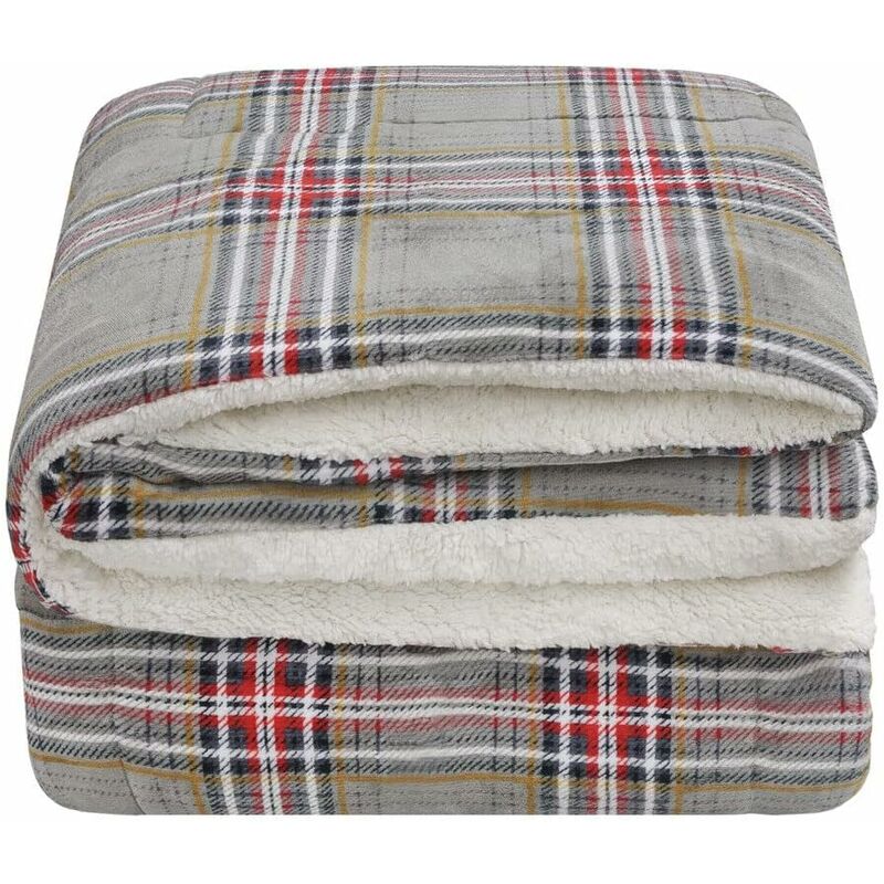 Plaid Couverture Sherpa Piles Polaire Double Couche Doux Chaud Velouté - Des.D