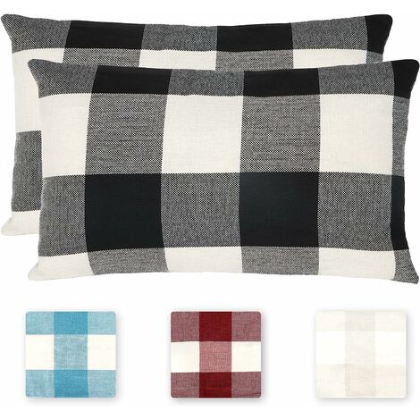 Plaid Cushion Covers, Set of 2 Wrinkle Resistant and Breathable Linen Polyester Pillow Case, Plaid Pillow Case, Home Decorative Cushion Covers