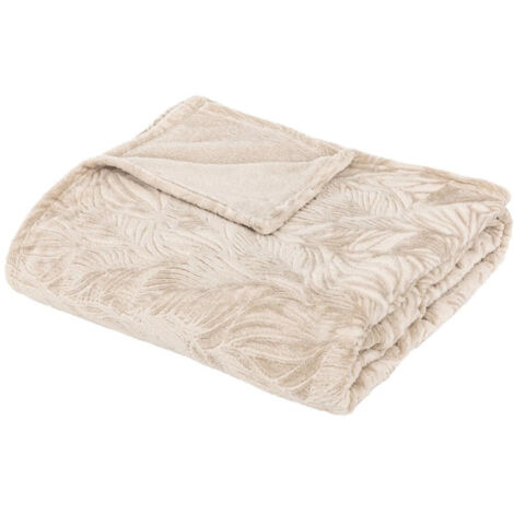 Plaid Déco Flanelle "Ryo" 180x230cm Beige Lin