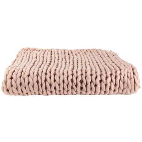 Plaid Déco Maille "Chunky" 120x150cm Rose