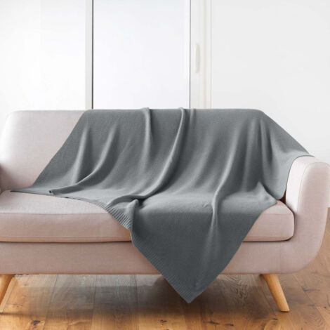 Plaid Déco Uni "Tricotine" 125x150cm Gris