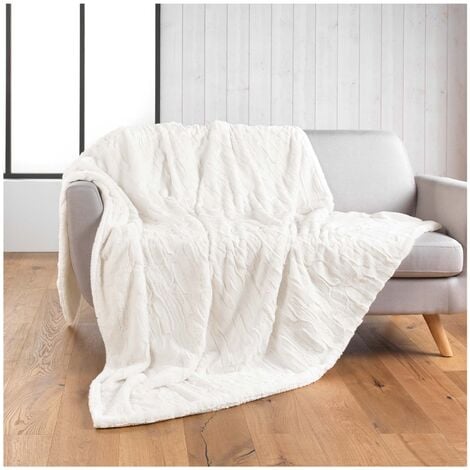 1001KDO Plaid doux a poil et sherpa 125 x 150 cm Foxy creme
