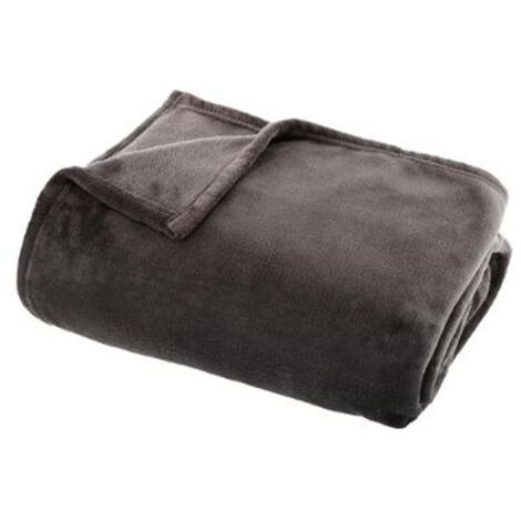 Plaid Doux Uni "Flanel" 130x180cm Gris Foncé