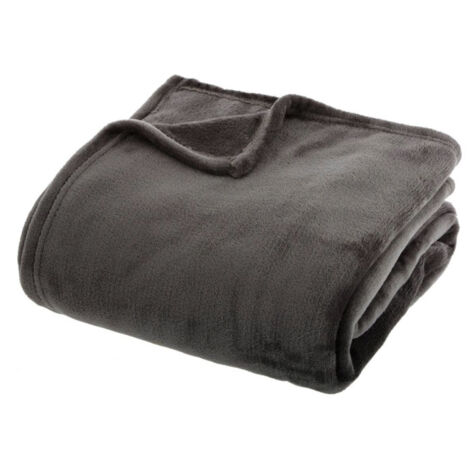 Plaid Doux Uni "Flanel" 180x230cm Gris Foncé
