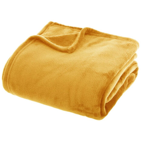 Plaid Doux Uni "Flanel" 180x230cm Ocre