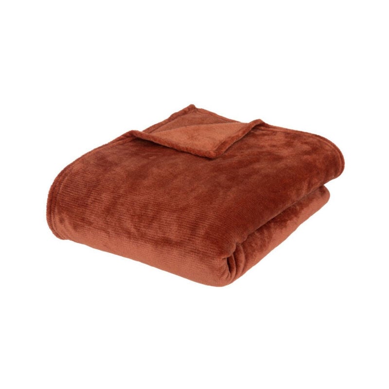 Plaid Doux Uni 'Flanel' 180x230cm Terracotta