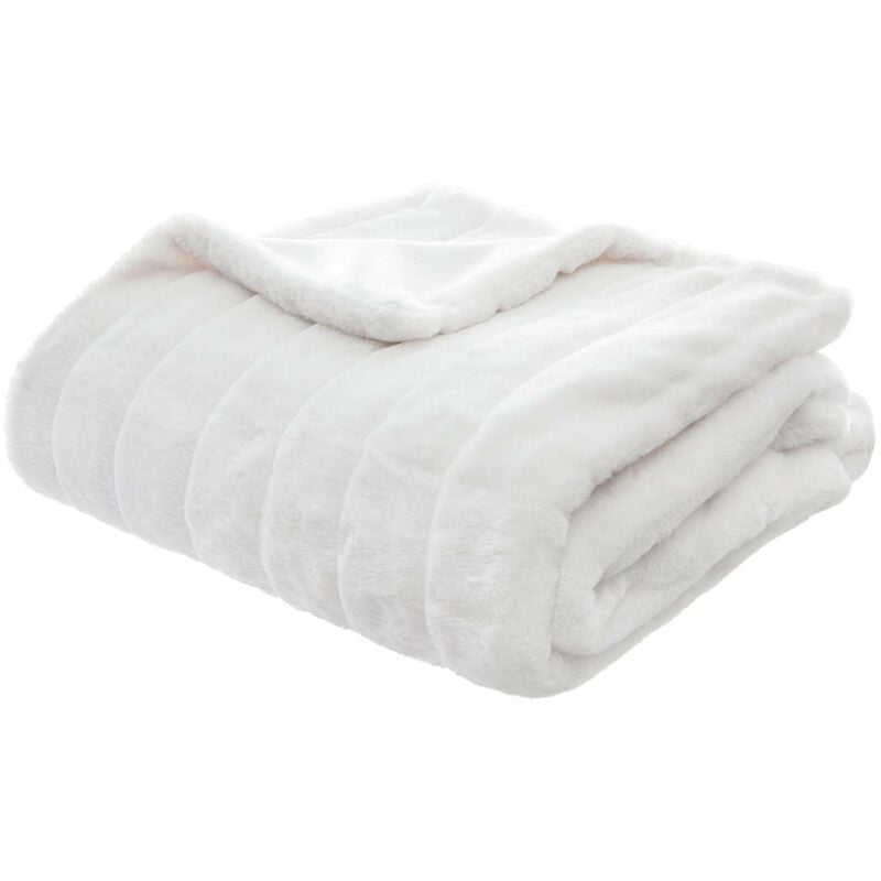 Atmosphera - Plaid En Fourrure Four Manoir 120x160 Blanc