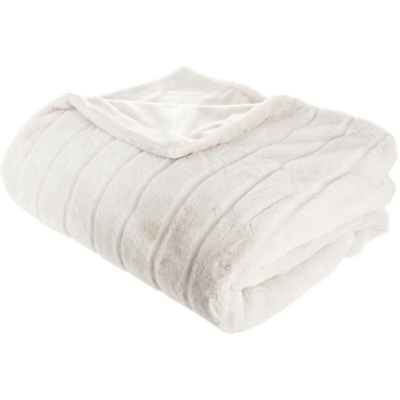 Atmosphera - Plaid Fourrure Four Manoir 180x230 Blanc