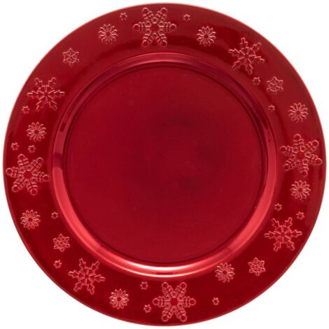 Piatti Natalizi in Plastica Riutilizzabili con Stella Set da 12 Colore  Rosso - - Idee regalo