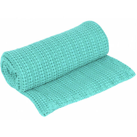 Plaid en coton 130x170 cm PERLA lagon par Vent du sud
