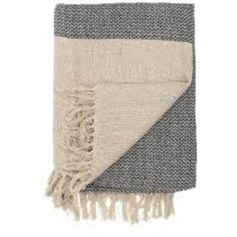Plaid en Coton Bleu et Beige