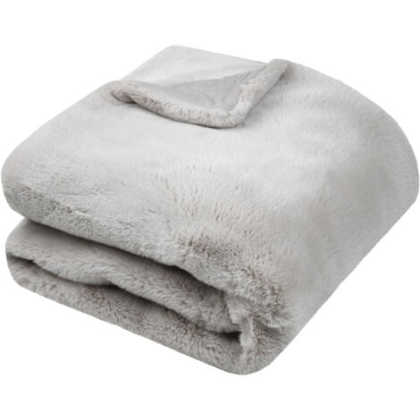 Plaid en fausse fourrure ultra moelleux Naturel 180x220 cm
