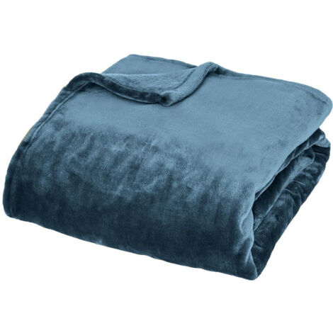 Plaid en Flanelle "Cuddly" 130x180cm Bleu Égéen