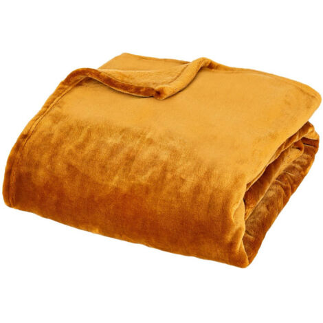 Plaid en Flanelle "Cuddly" 130x180cm Jaune Cumin