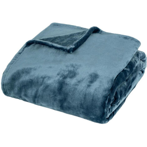 Plaid en Flanelle "Cuddly" 180x230cm Bleu Égéen