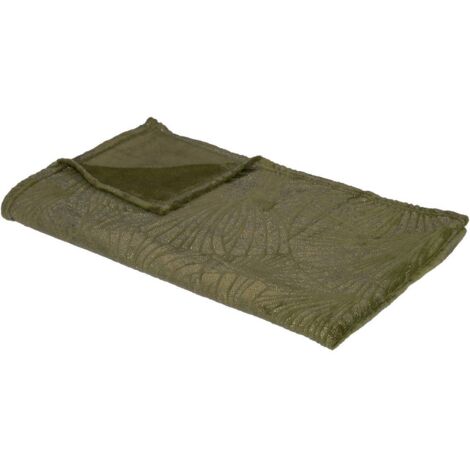 Plaid en flanelle khaki et or - 125x150 cm - Atmosphera, Créateur d'Intérieur