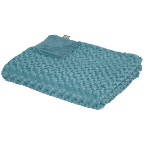 Plaid en Fourrure bouclée Bleu orage 180 x 230 cm - Atmosphera