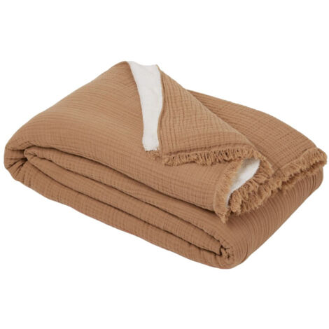 Plaid en Gaze de coton unie doublée de polaire NOORFOLK