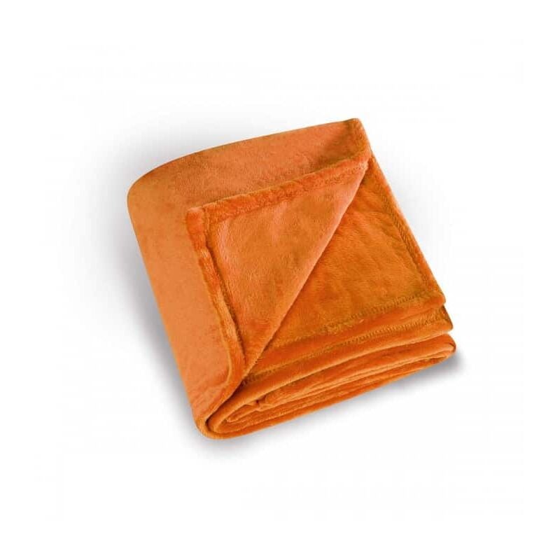 Plaid microfibre polaire uni orange - 130x180cm - Orange