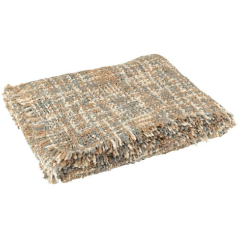Plaid en Tweed "Cosy" 130x180cm Bleu Clair & Beige