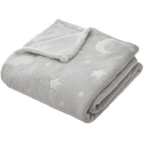 Plaid Enfant doux et phosphorescent 150 x 125 cm Gris - Atmosphera