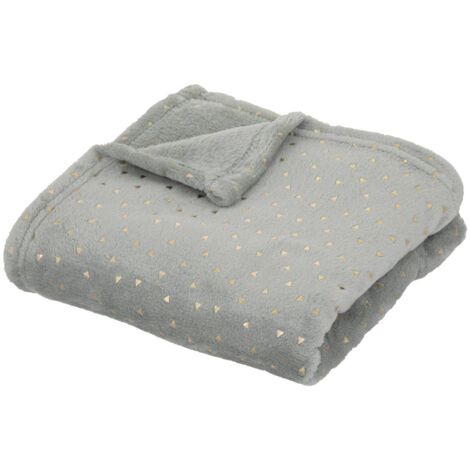 Plaid Enfant en Flanelle Gris Bleu motif doré 75 x 100 cm - Atmosphera